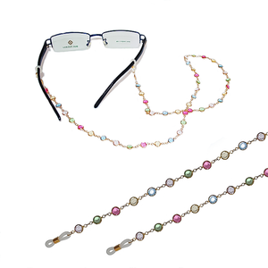Eyeglass Brass Chain Decorated with Acrylic Bead
